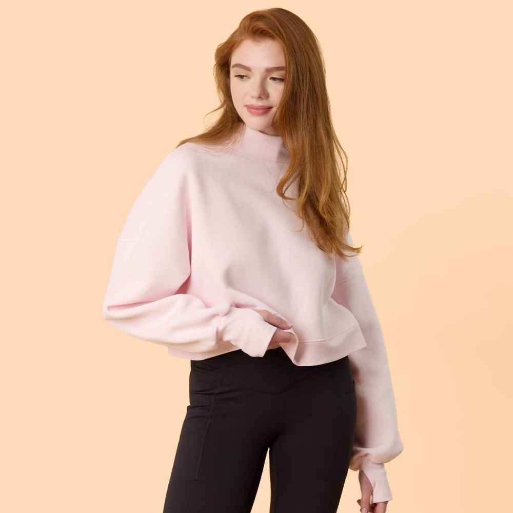 Blogilates Pink Mockneck Marshmallow Sweatshirt
